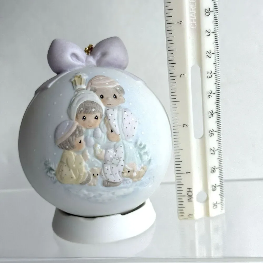 Precious Moments Peace on Earth 1989 Christmas Ornament Ball Xmas with Stand